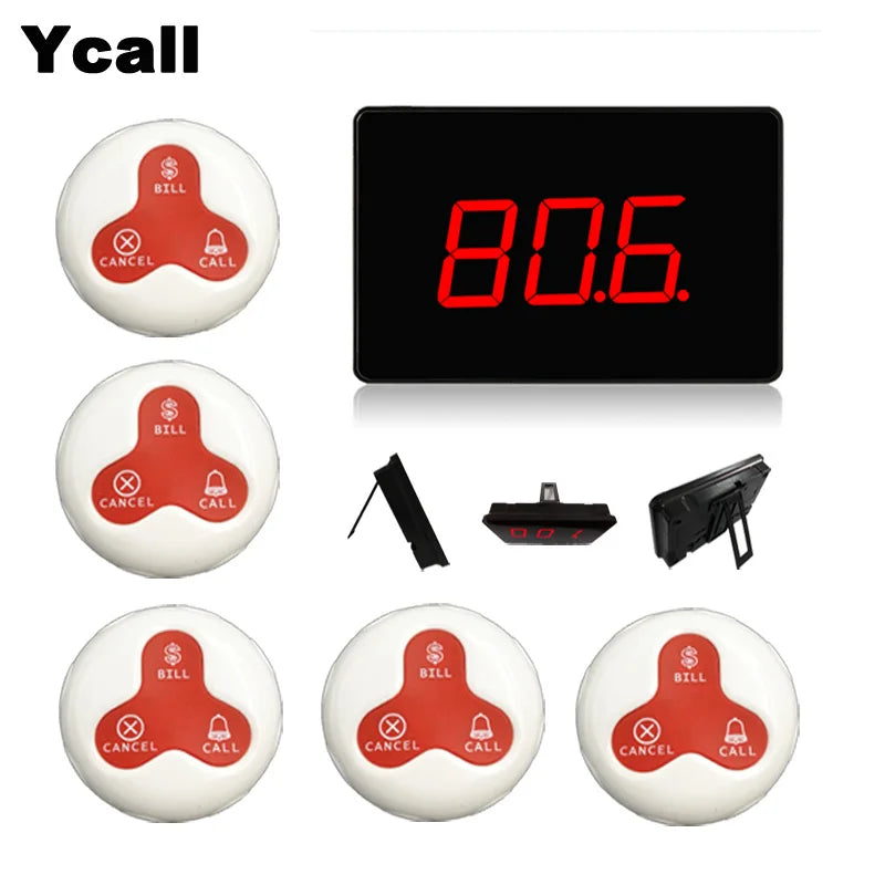 Ycall 433.92mhz Restaurant Pager Wireless Paging System Table Bells Call Button