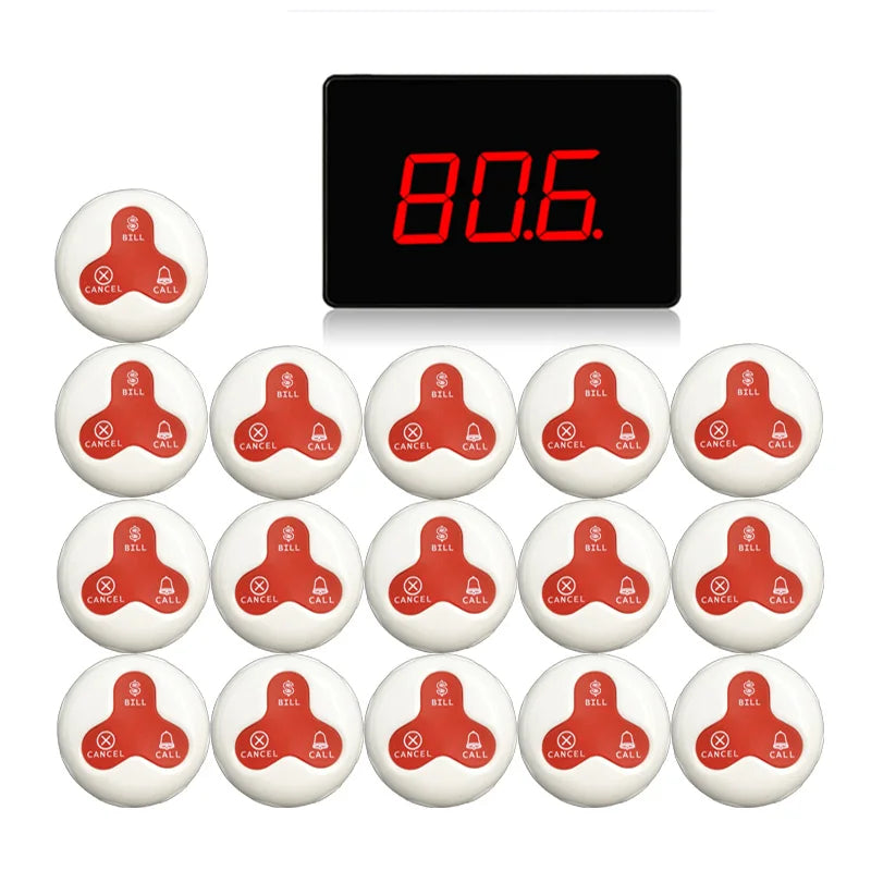 Ycall 433.92mhz Restaurant Pager Wireless Paging System Table Bells Call Button