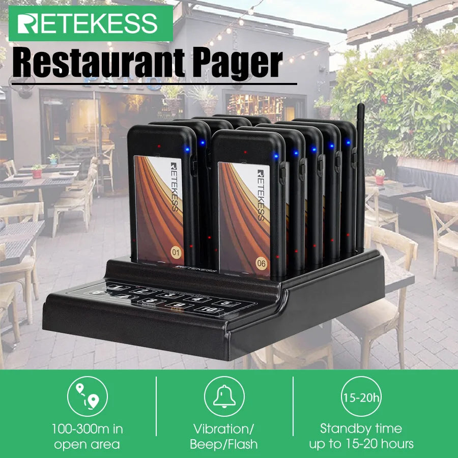 Retekess TD174 Small Restaurant Pager Coaster Vibrator Paging System