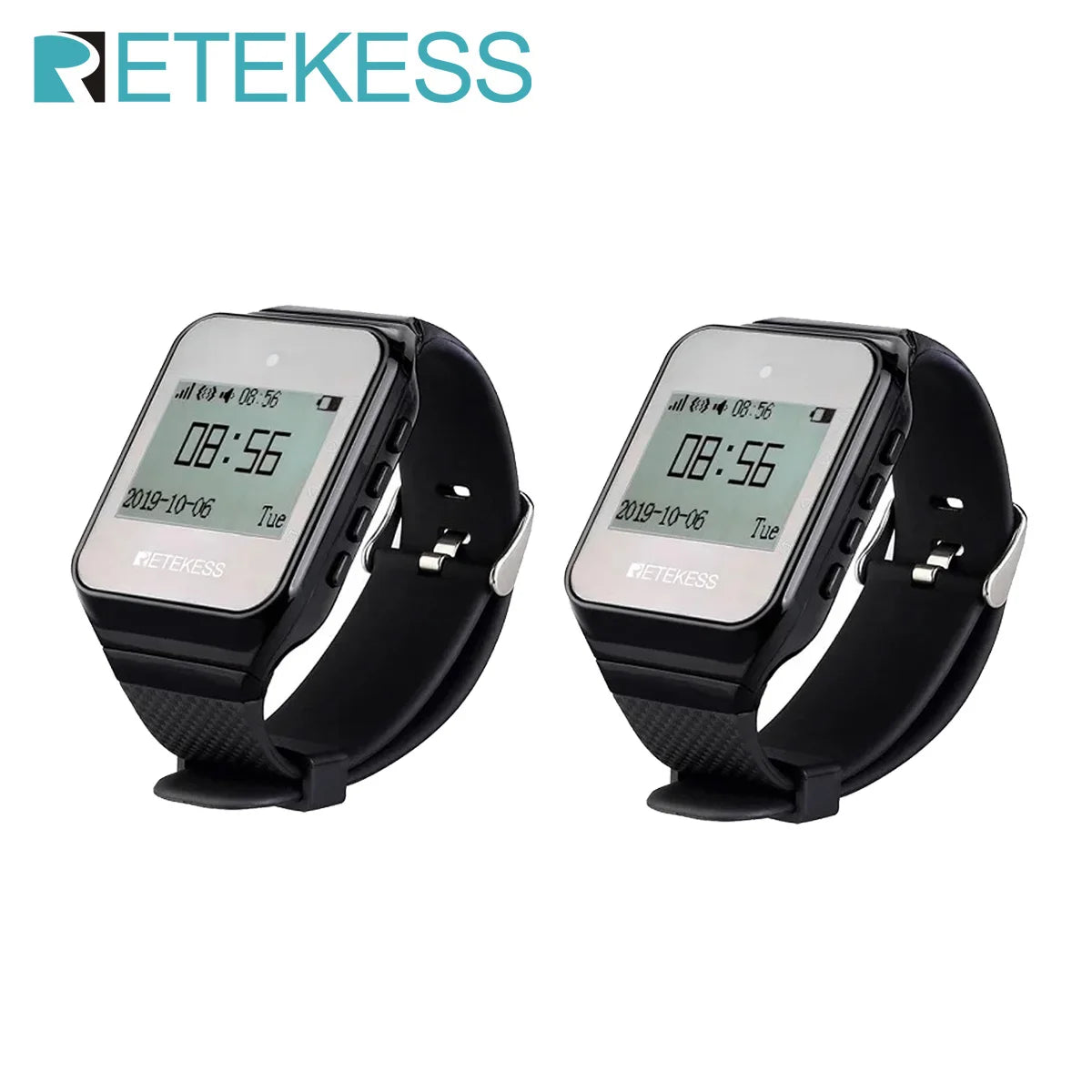 Retekess TD108 2‑Piece Wireless Watch Pager System for Restaurants & Cafes