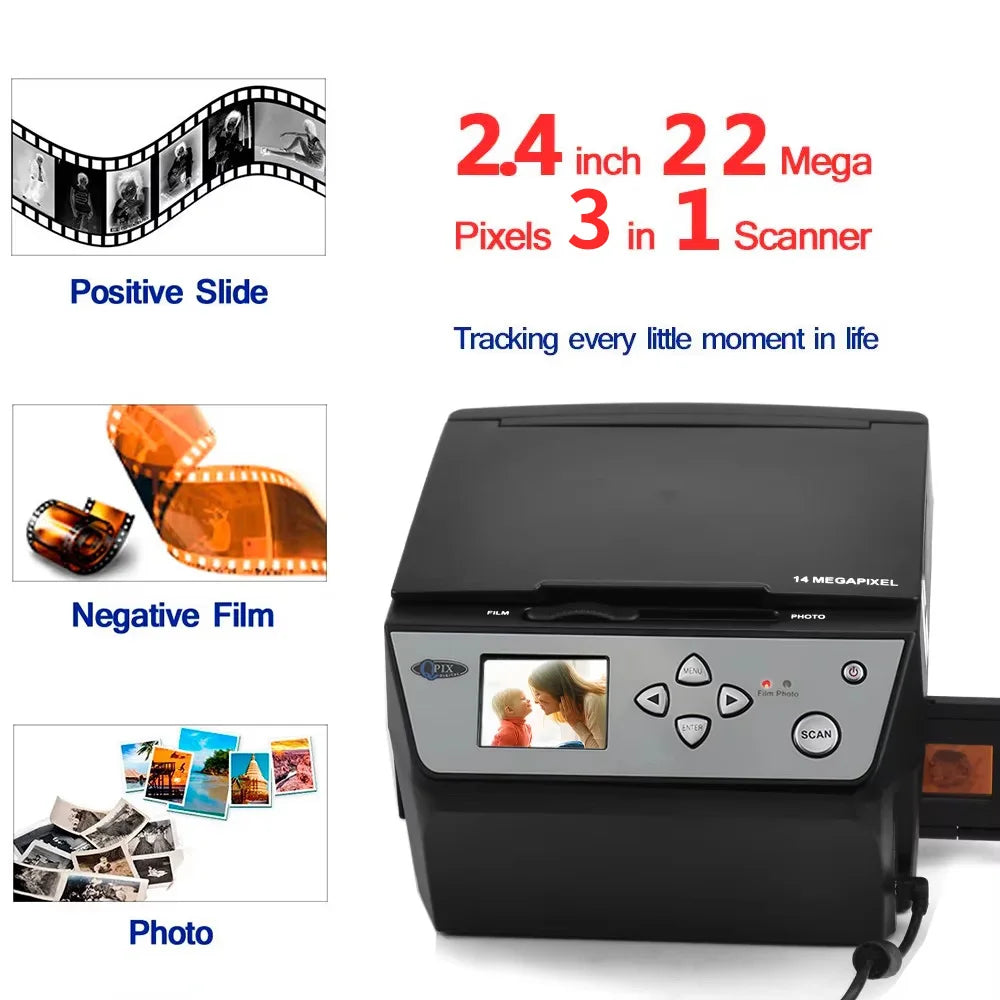 22 MP 4-in-1 Digital Film & Photo Scanner for 35 mm Negatives