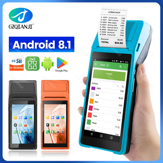 Handheld POS PDA with 58mm Thermal Printer, Android, Bluetooth/Wi‑Fi, 1D/2D